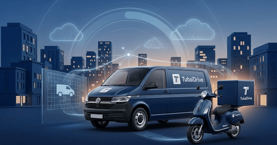 Frota TubaiDrive — van e moto de entrega
